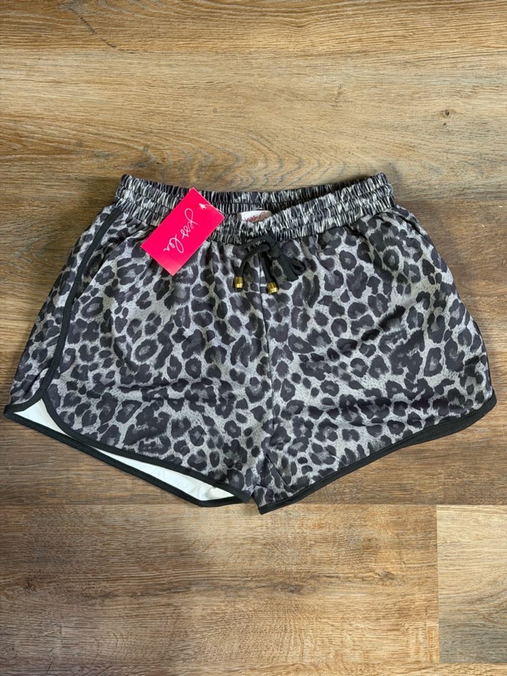 JoyLab Gray Leopard-Print Athletic Shorts with Black Trim